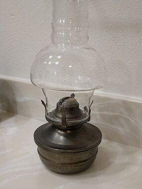 Vintage Lamplight Farms Gray Metal Oil Lamp Rustic Farmhouse Decor